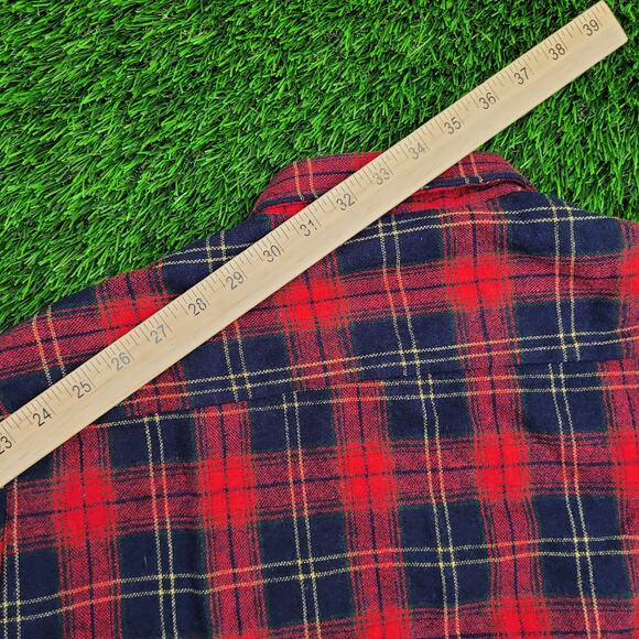 Vintage 90s MOD Western Plaid Wool Jacket Large 24x30 Shacket - Picture 3 of 12